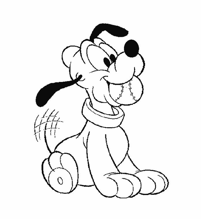 coloriage bebe pluto ramenant la balle